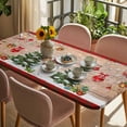 thumbnail image 3 of Christmas Table Cloths for 4 Foot Rectangle Tables, Xmas Tree Snowman Birch Snowflakes Balls Plaid Patio Waterproof Elastic Fitted Tablecloths, Washable Rectangular Table Cover for Camping, 3 of 8