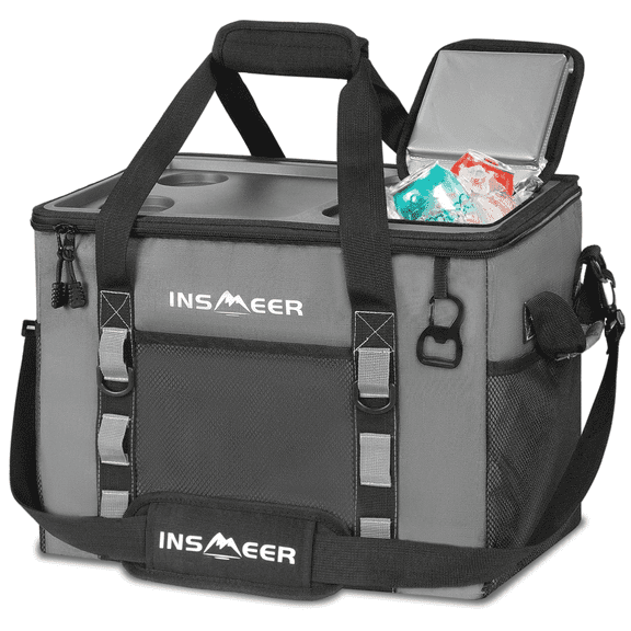 INSMEER Soft Cooler Bag with Hard Shell 42.3 Qt, Collapsible and Leakproof Ice Chest 70 Cans