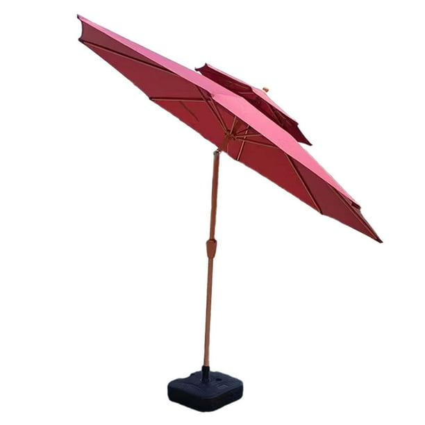 Sombrilla estable para jardín y Patio con 8 varillas resistentes para piscina, terraza y jardín Tapa doble roja