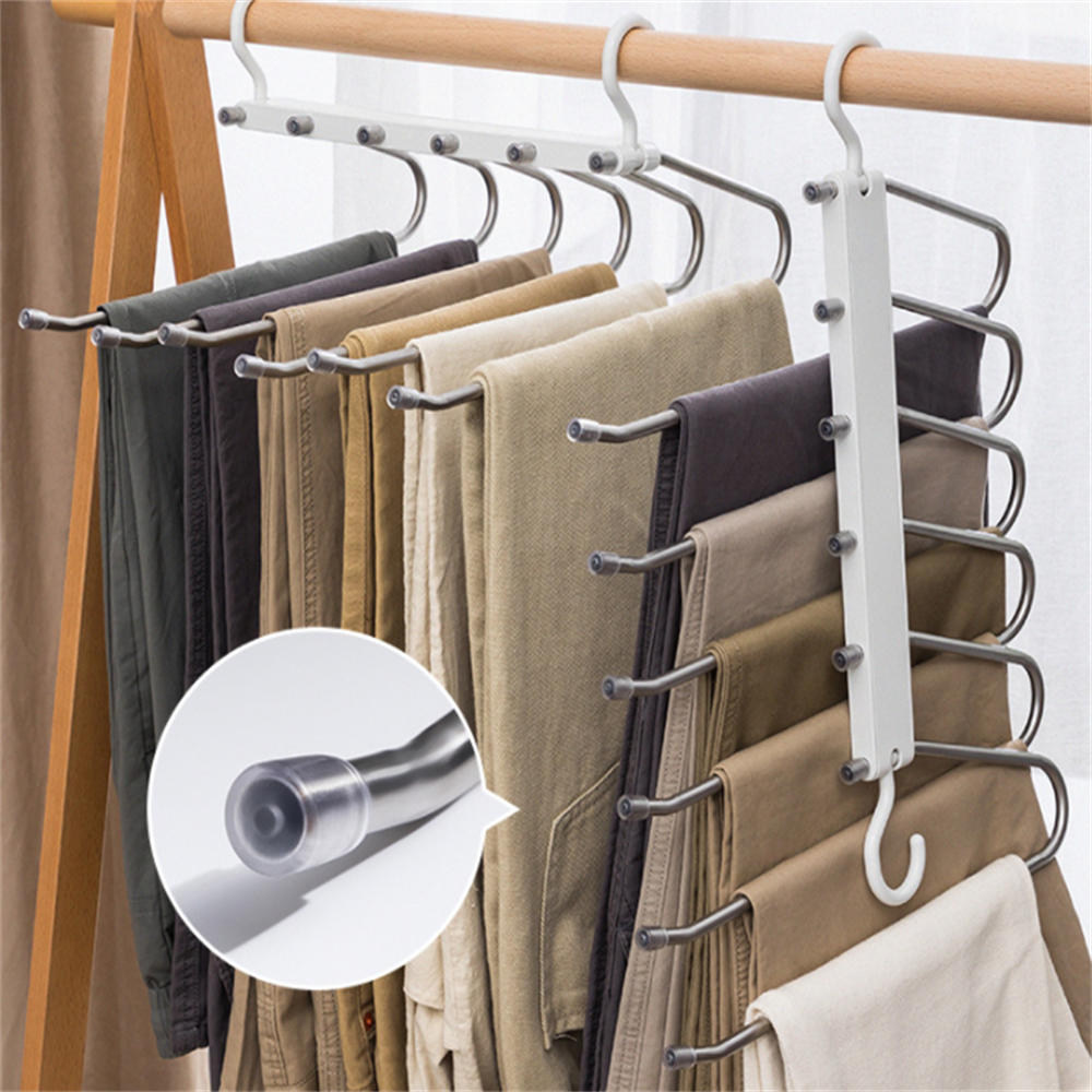 Hangers, Pants Hangers, Space Saving Pants Rack, 6 Layers Pants Hangers