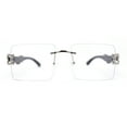 thumbnail image 2 of Cougar OG Gangster Rapper Clear Lens Rimless Wood Buffs Eyeglasses Silver, 2 of 4