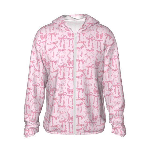 Balery Ribbon Bow Sudadera ligera de manga larga con capucha y protección solar UPF 50+ para hombre y mujer, ideal para pesca y running-X-Large