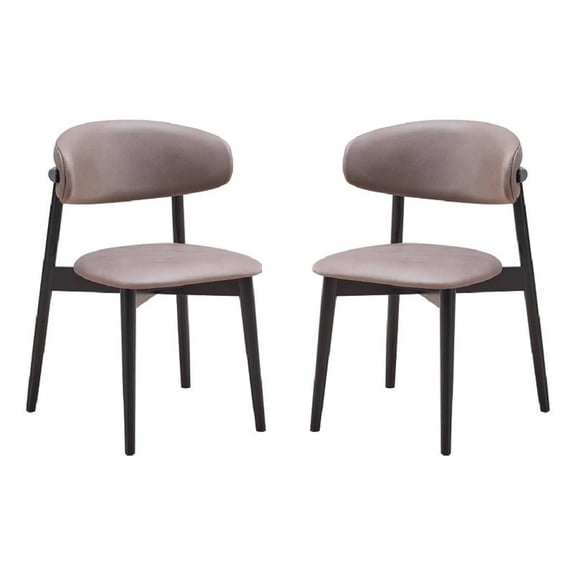 Benjara Anae 23" Side Dining Chair Set of 2- Turned Legs- Gray Fabric- Black