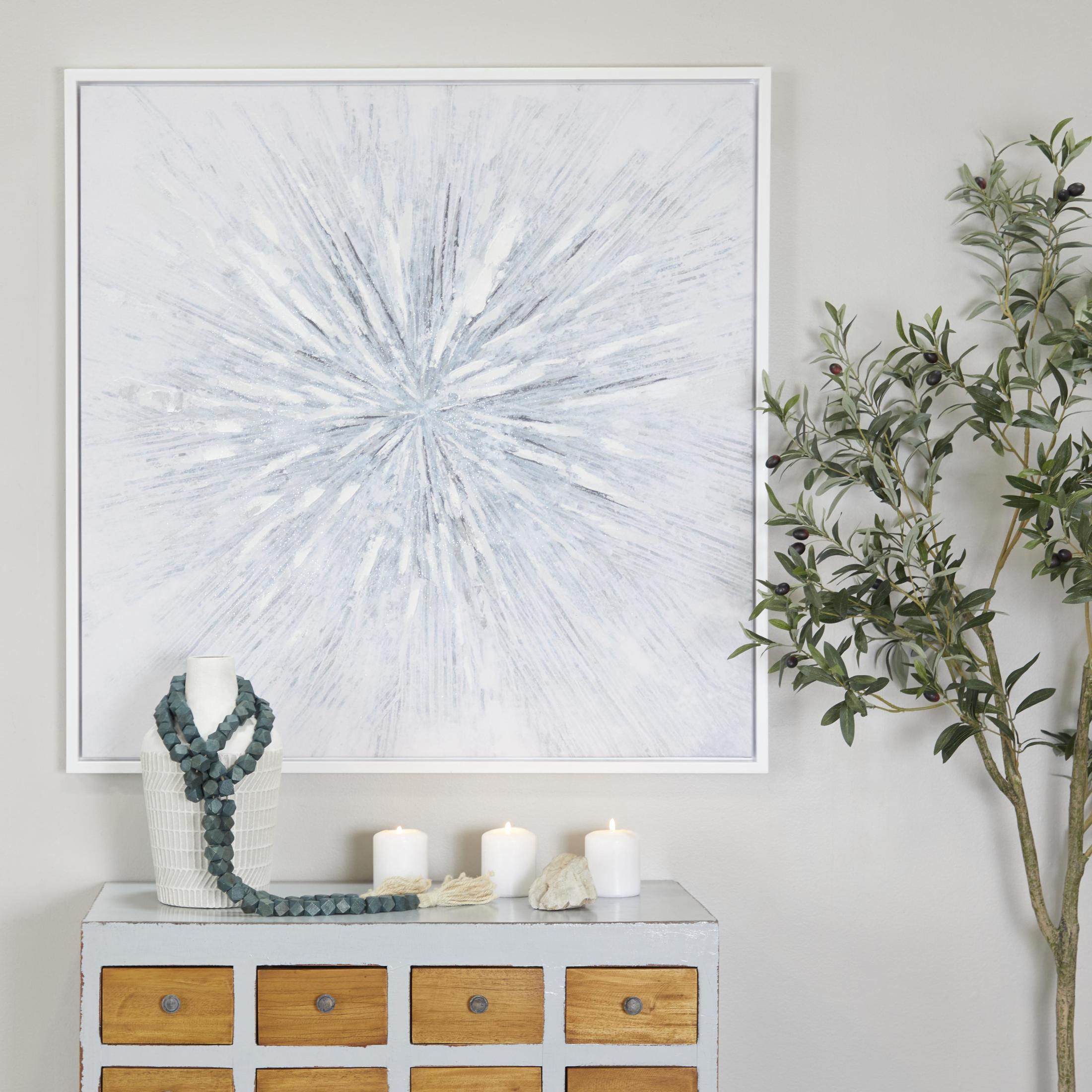39" x 39" Radial Starburst Framed Wall Art with Silver Frame, by CosmoLiving by Cosmopolitan