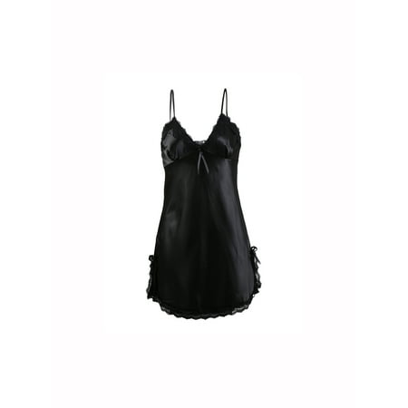 - Women Nightgown Satin Lace Trim Sleepwear Pajama Slip Dress
