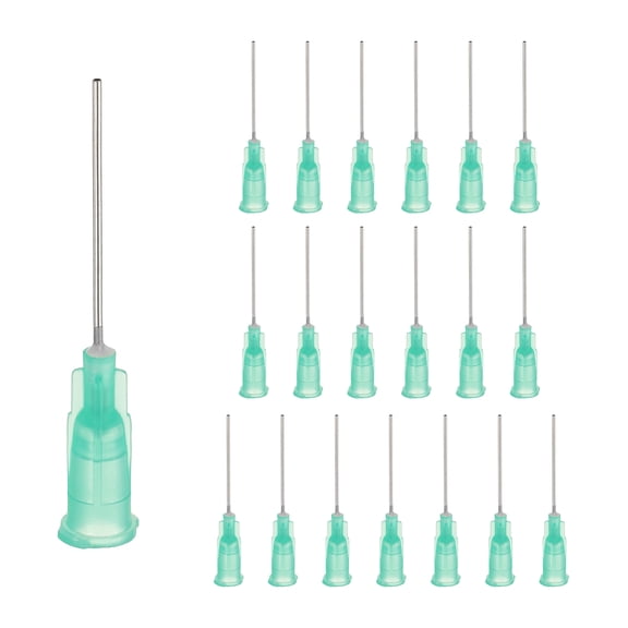20 Pack Blunt Tip Dispensing Needle, 21 Gauge Stainless Steel Dispensing Tips with Luer Lock 1" Blunt Dispenser Needle for Measuring, Refilling Inks, Green