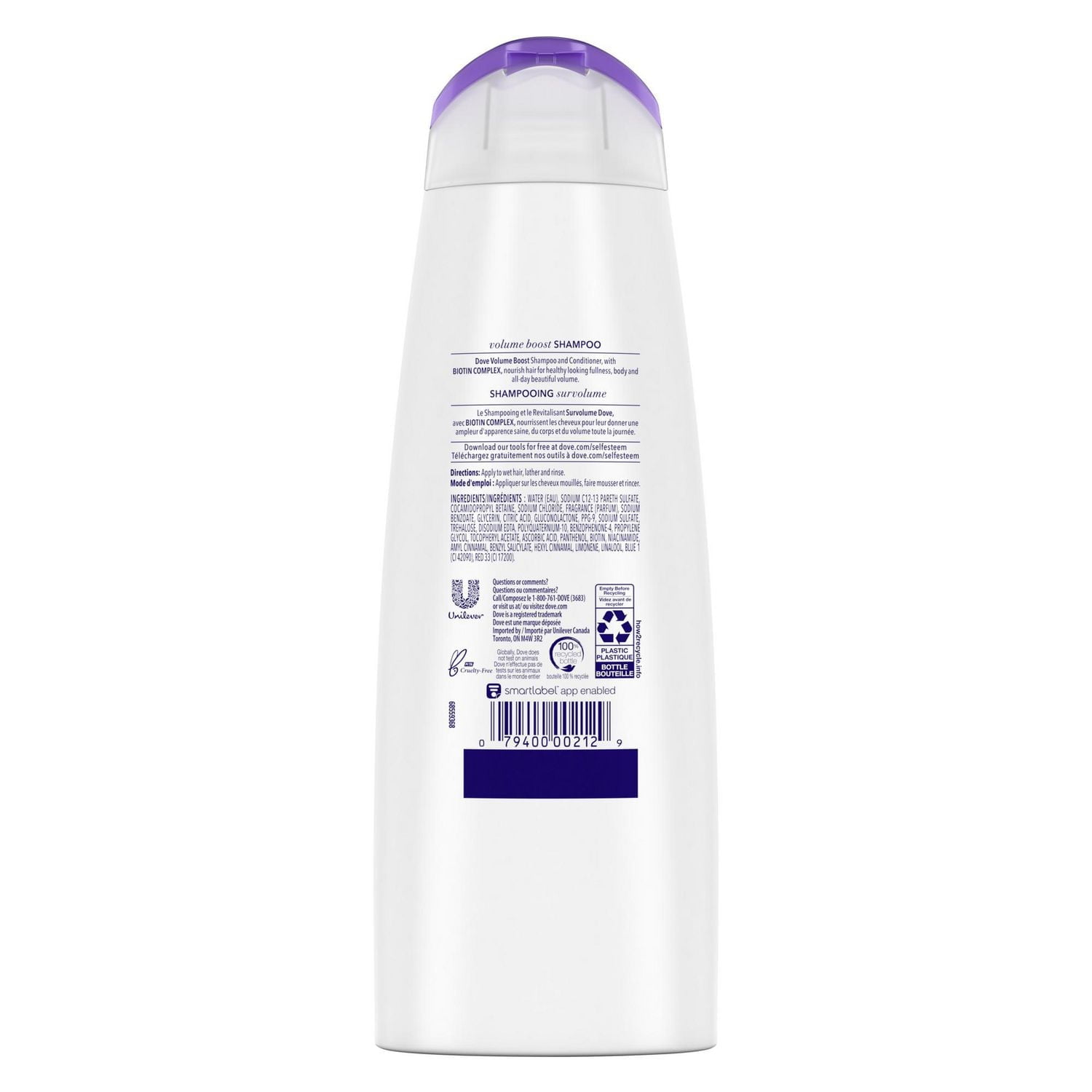 Shampooing pour cheveux plats Dove Réparation des cheveux abîmés Survolume des cheveux plus épais et plus volumineux 355 ml Survolume, 355 ml
