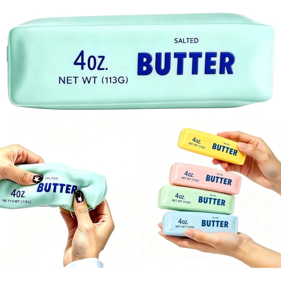 Mint Crunchy Butter Stick Squishy , Realistic 4oz Salted Butter Stress Squeeze Toy, Crispy Texture Moldable Food Sensory Toy for Kids Adults, Novelty Fidget Toy Desk Gift