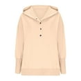 thumbnail image 6 of Qulqfy Brown Hoodies Women Patchwork Long Sleeve Winter Sweatshirts Womens Fall 2025 Tops with Silver Button M, 6 of 6