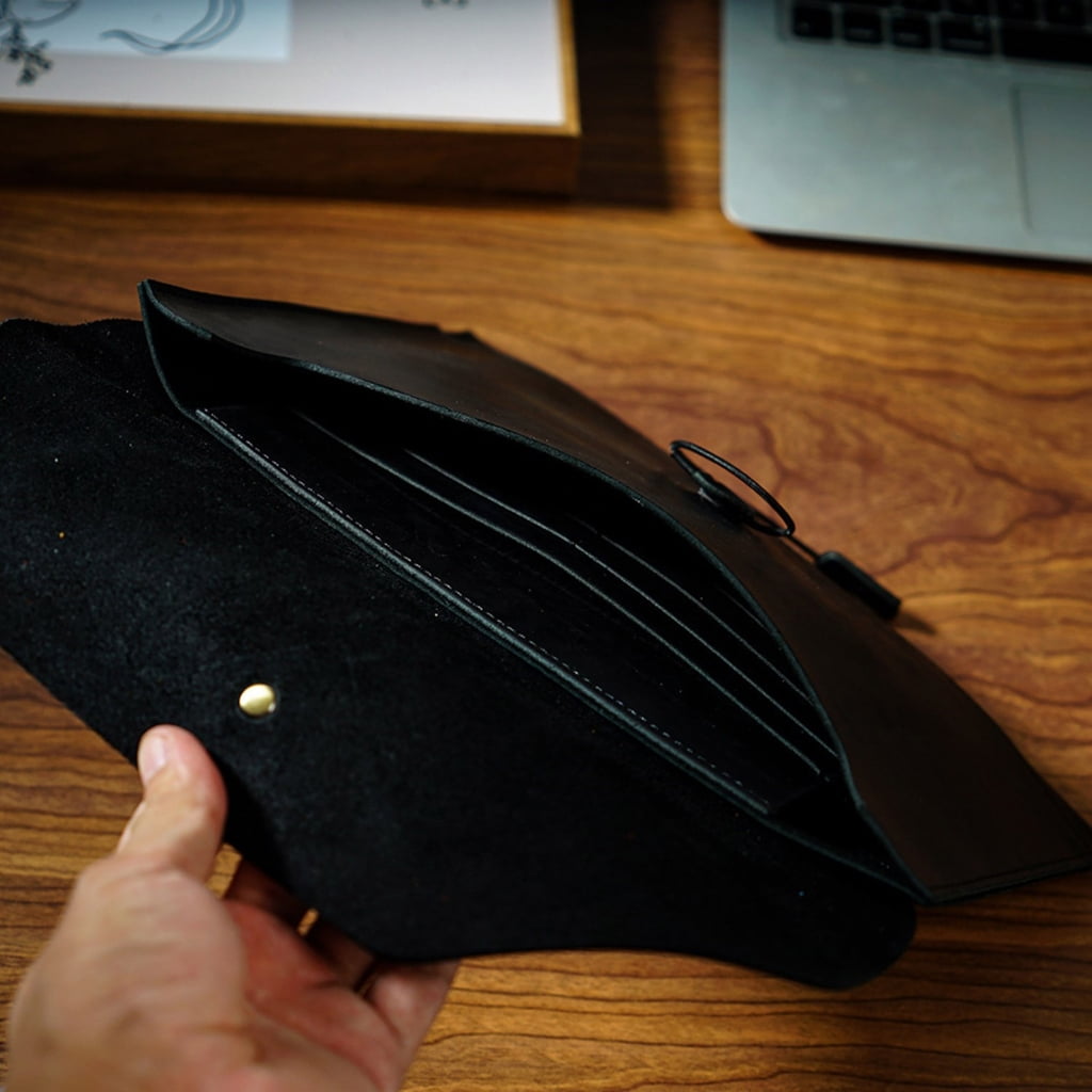 PU Leather File Folder with Multiple Card Slot, String Closure Document Holder