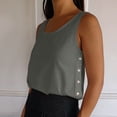 thumbnail image 2 of Charella Rayon Tank Tops for Women with Side Buttons Scoop Neck Sleeveless Summer Casual Solid Crop Tees Loose Fit (3X-Large, Army Green), 2 of 6