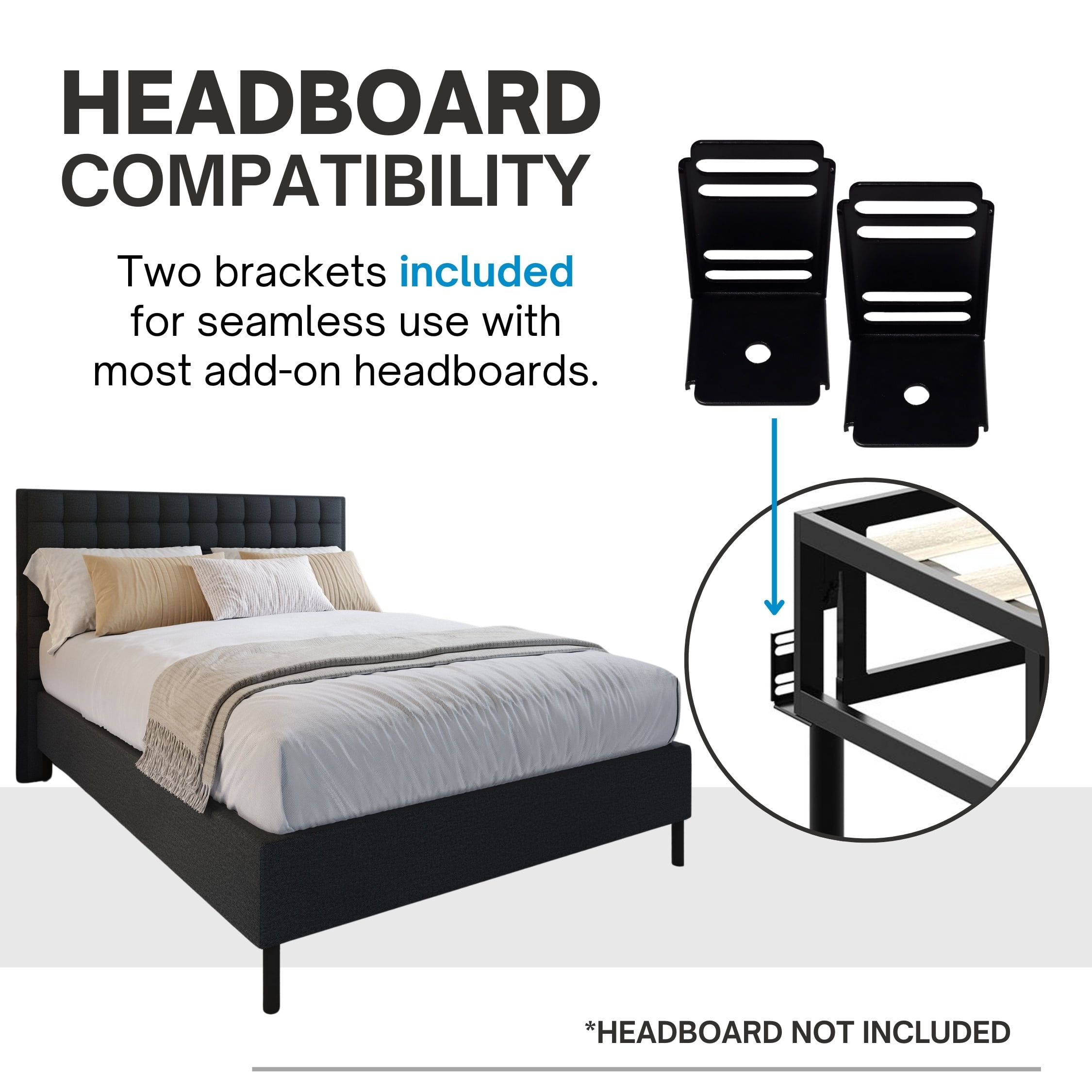 Boyd Sleep Omni Two-In-One King Size Metal Box Spring Foundation and Bed Frame with Headboard Brackets and Legs