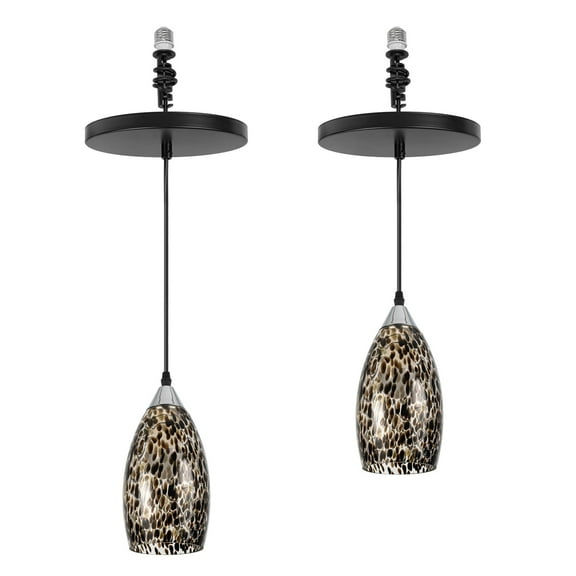 Kiven Instant Light Conversion Kit for 4/5/6inch Hole, 2 PackArt Glass Farmhouse Lighting Recessed Can Light Conversion Kit to Pendant with E26 Screw-in Adapter for Kitchen Living Hallway DZ0502