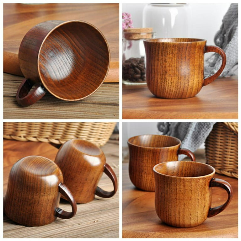 CNMF Wooden Beer Mug With Handle Water Wine Tea Coffee Drink Cups  Dinnerware Kitchen Supply,Drinking Cup,Cups 