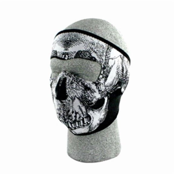 Neoprene Face Mask Black and White Skull Face