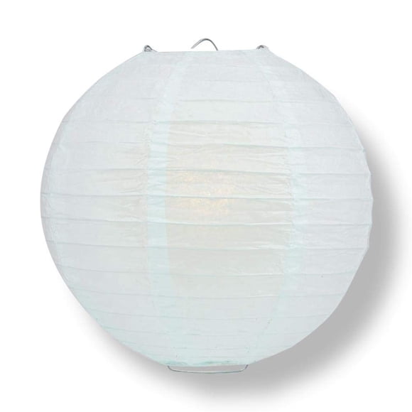 Quasimoon Paperlanterstore Lanterne Décorative en Papier - (Simple, 14 Pouces, Bleu Spa Arctique, Nervure Uniforme) Lanterne Ronde en Papier - Idéal pour Décoration de Mariage et de Fête Ou Accent de Maison, Éclairage en Option