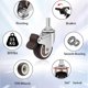 thumbnail image 3 of Ruedas TPR Stem Casters YEWEKE giratorias 360° con freno de 2 pulgadas, 3 of 7