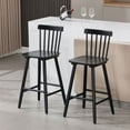 thumbnail image 3 of Dayalane Windsor Bar Stools Set of 2, 26" Farmhouse Wooden Counter Height Barstools with Spindle Back & Footrest, Armless Kitchen Island Stools for Bistro, Pub, Breakfast Bar,Black, 3 of 14