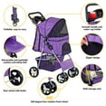thumbnail image 3 of DEXS Pet Stroller 4 Wheels Dog Cat Stroller for Small Medium Dog Cats Carrier Jogger Travel Foldable Puppy Stroller with Detachable Carrier,Purple, 3 of 15