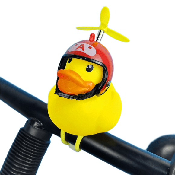 Rubber duck bicycle accessories with flash lamp and propeller helmet for automobile dashboard decoration(2pcs)