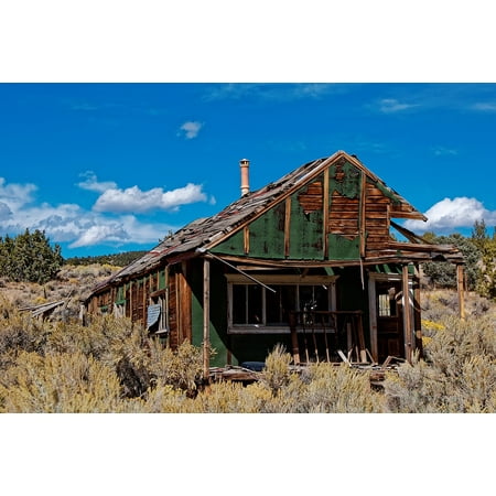Canvas Print Leave Sky Ghost Town Desert Nevada Ione Blue USA Stretched Canvas 10 x