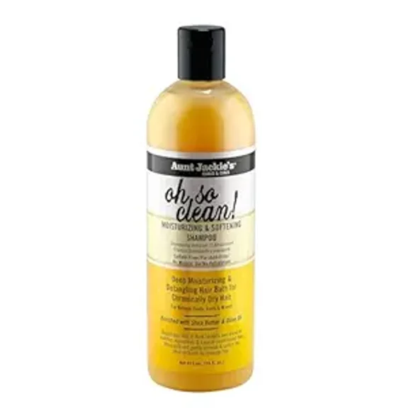 Aunt Jackie's Curls and Coils Oh So Clean Deep Moisturizing and Softening Hair Shampoo for Natural Curls, Coils and Waves, Enriched shea Butter, 12 oz