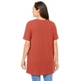 thumbnail image 2 of Woman Within Plus Size Perfect Short-Sleeve Shirred V-Neck Tunic, 2 of 6