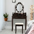 thumbnail image 2 of Vanity Table Set Detachable Makeup Table Dressing Desk with Mirror & Cushioned Stool Brown, 2 of 5
