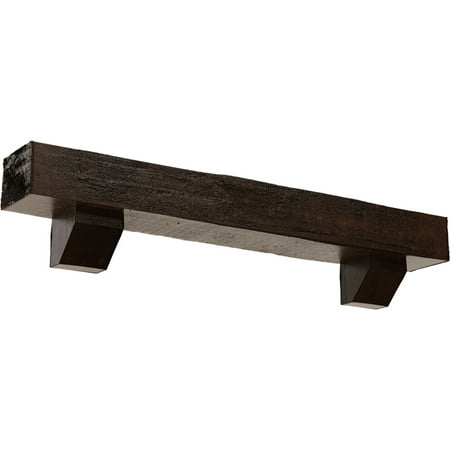 

Ekena Millwork 8 H x 10 D x 60 W Rough Cedar Faux Wood Urethane Fireplace Mantel Kit W/ Ashford Corbels Premium Aged
