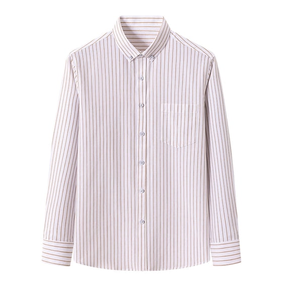 Dress Shirts for Men with Pocket and Collared Long Sleeve Tshirts Shirt Mens Business Casual Stripe Printed Button-Down Lapel Work Tees Tops