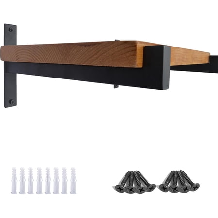 2 Pcs Steel Heavy Duty Shelf Brackets Wall Mounted Industrial Metal Supports Matte Black 12 Inches