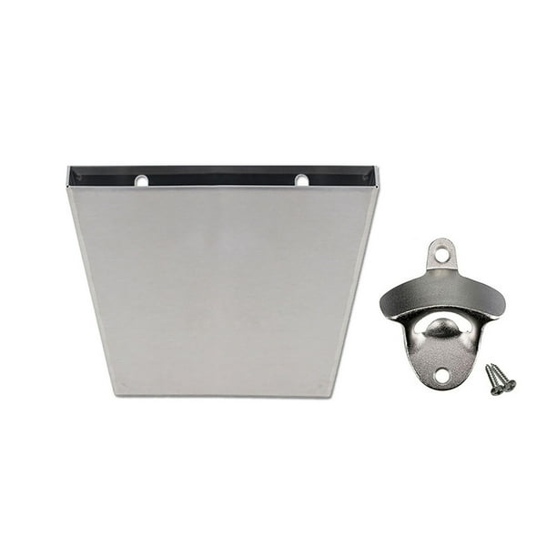 Cap Catcher Caja De Tapas De Botellas Montada En La Pared Duradera De Acero Inoxidable Con Abrebotellas Serendint HA028389-01