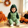 thumbnail image 2 of Ruyang Baby Hooded Long Sleeve Jumpsuit Infant Dinosaur Button Onesie Cute Soft Fall Winter Crawling Suit Home Wear, 2 of 4