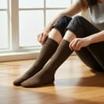 thumbnail image 3 of Comfello 3 Pairs Men's Diabetic Socks, Non-Binding Crew Socks, Extra Wide 10-13 Brown, 3 of 6