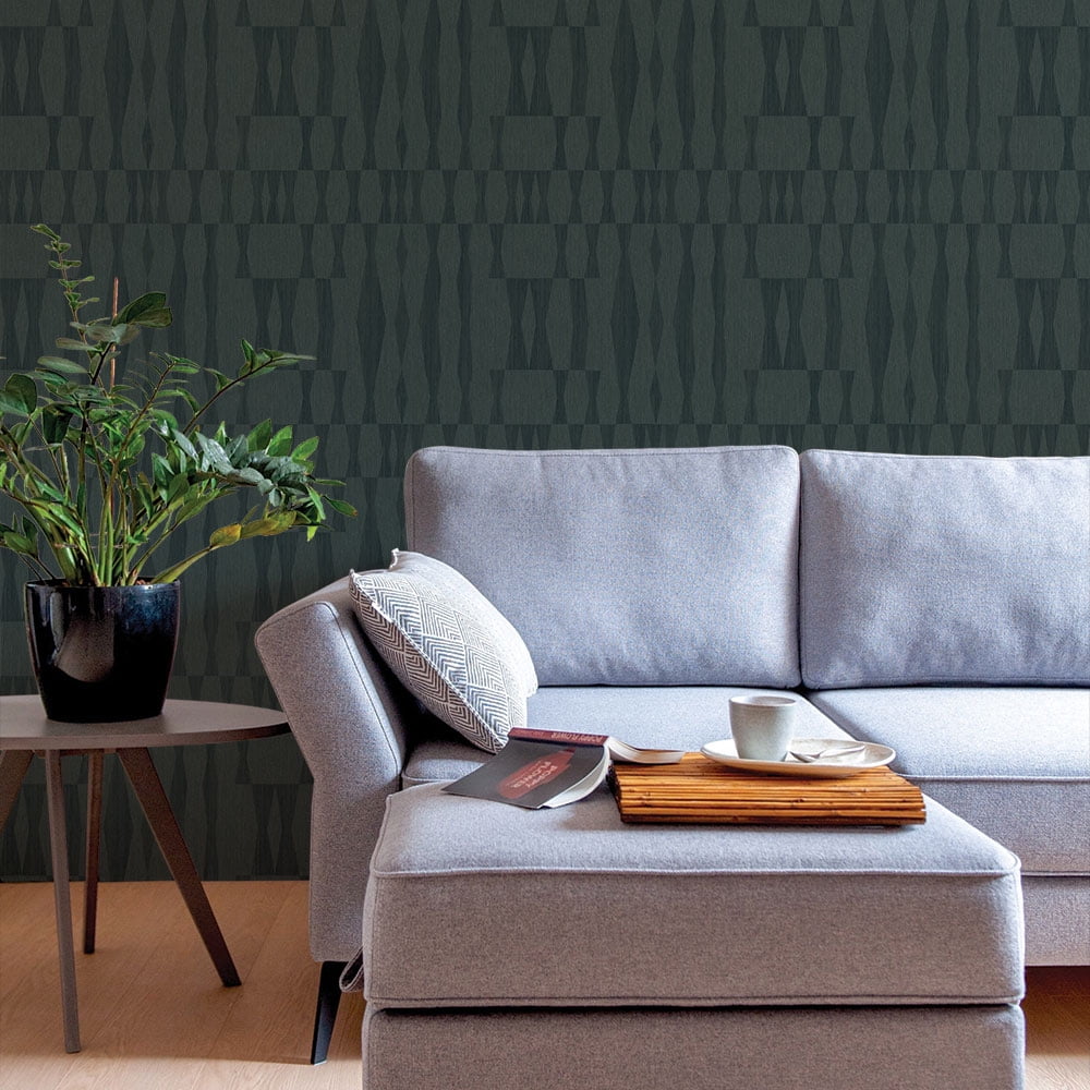 Tempaper Textured Faux Grasscloth Geo Seagrass Removable Peel and Stick Wallpaper, 20.5" x 16.5'