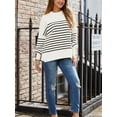 thumbnail image 5 of Women's Crewneck Batwing Long Sleeve Sweaters Fall Oversized Ribbed Knit Side Slit Pullover Tops, 5 of 6