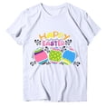 thumbnail image 2 of Daisyyozoid Chandail en Molleton Drôle de Pâques pour Femmes Décontracté Ample Col Rond Manches Courtes Imprimé Lettre Blouse T-shirt, 2 of 4