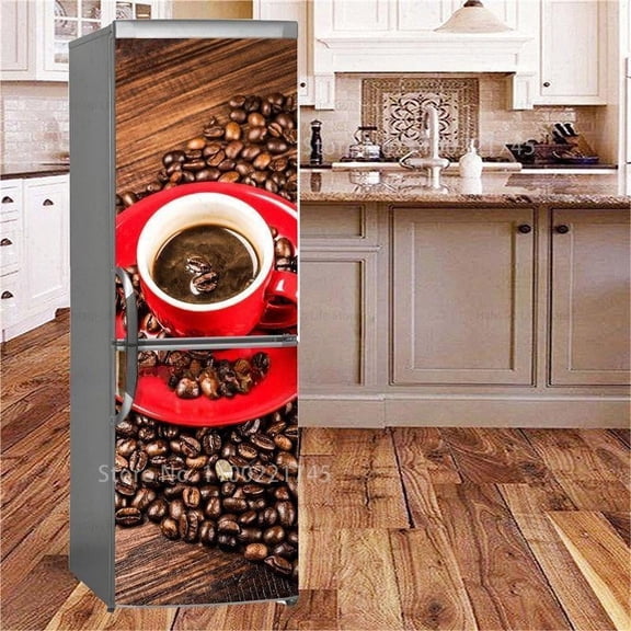 Chocolate Print Refrigerator Door Wallpaper Sweet Dessert Fridge Stickers Mural PVC Waterproof Kitchen rative Decals