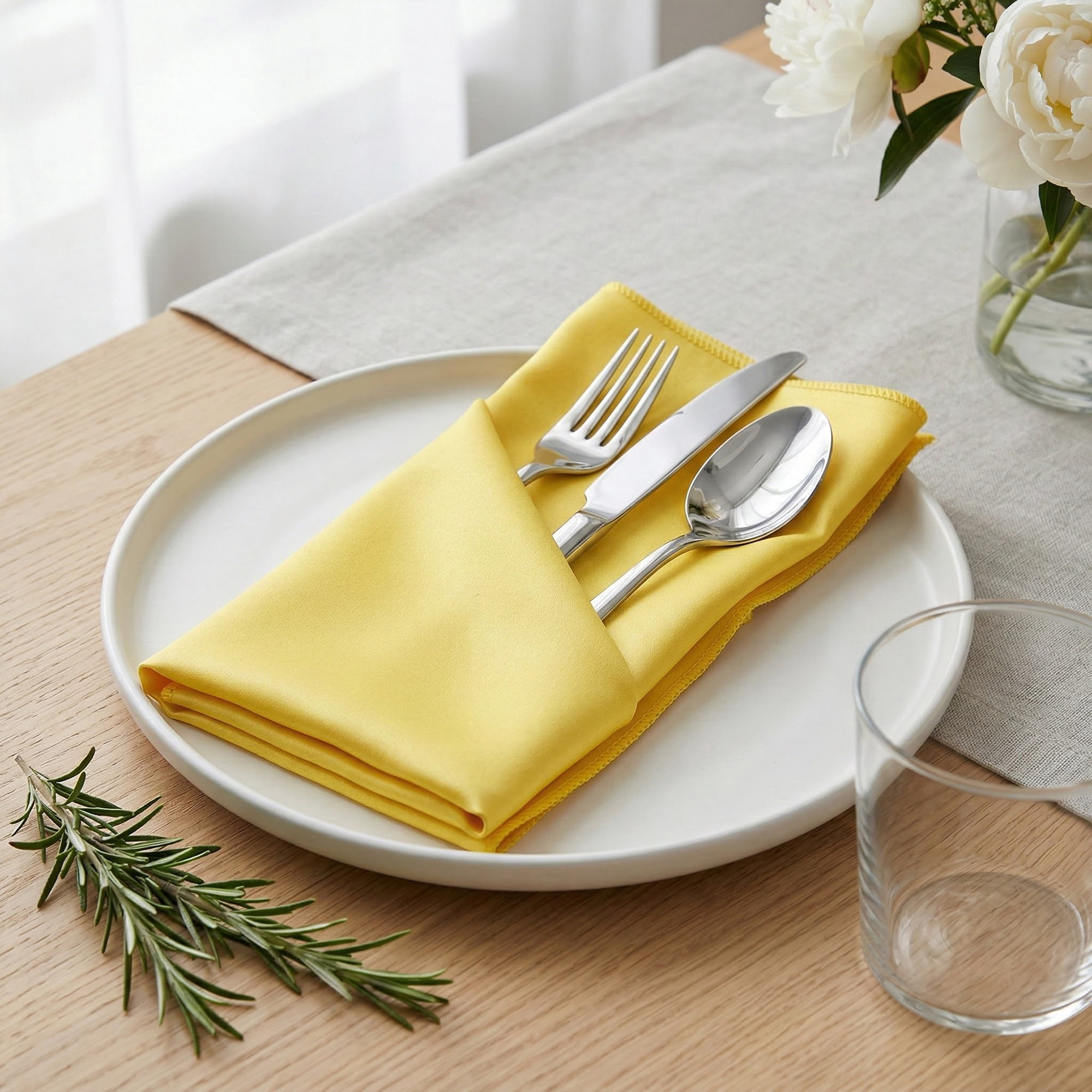Unique Bargains 12Pcs Cotton Washable Reusable Cloth Napkins Gold 17x17inch