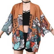 YM YOUMU Women Japanese 3/4 Sleeve Kimono Cardigan Coat Yukata Outwear Tops Vintage