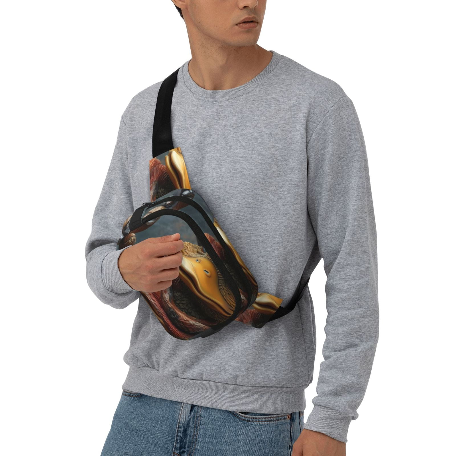 Picia Western Cowboy Duck Print Square Double-Layer Waist Bag Mini Adjustable Waist Belt Bag Exercise Running Travel Hiking