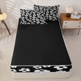 thumbnail image 4 of Homewish Black White Flowers Zipper Queen Comforter Set with Fitted Sheet and 2 Pillowcases,Kawaii Floral Zipper Bedding Set,Black Reversible,4pcs, 4 of 8