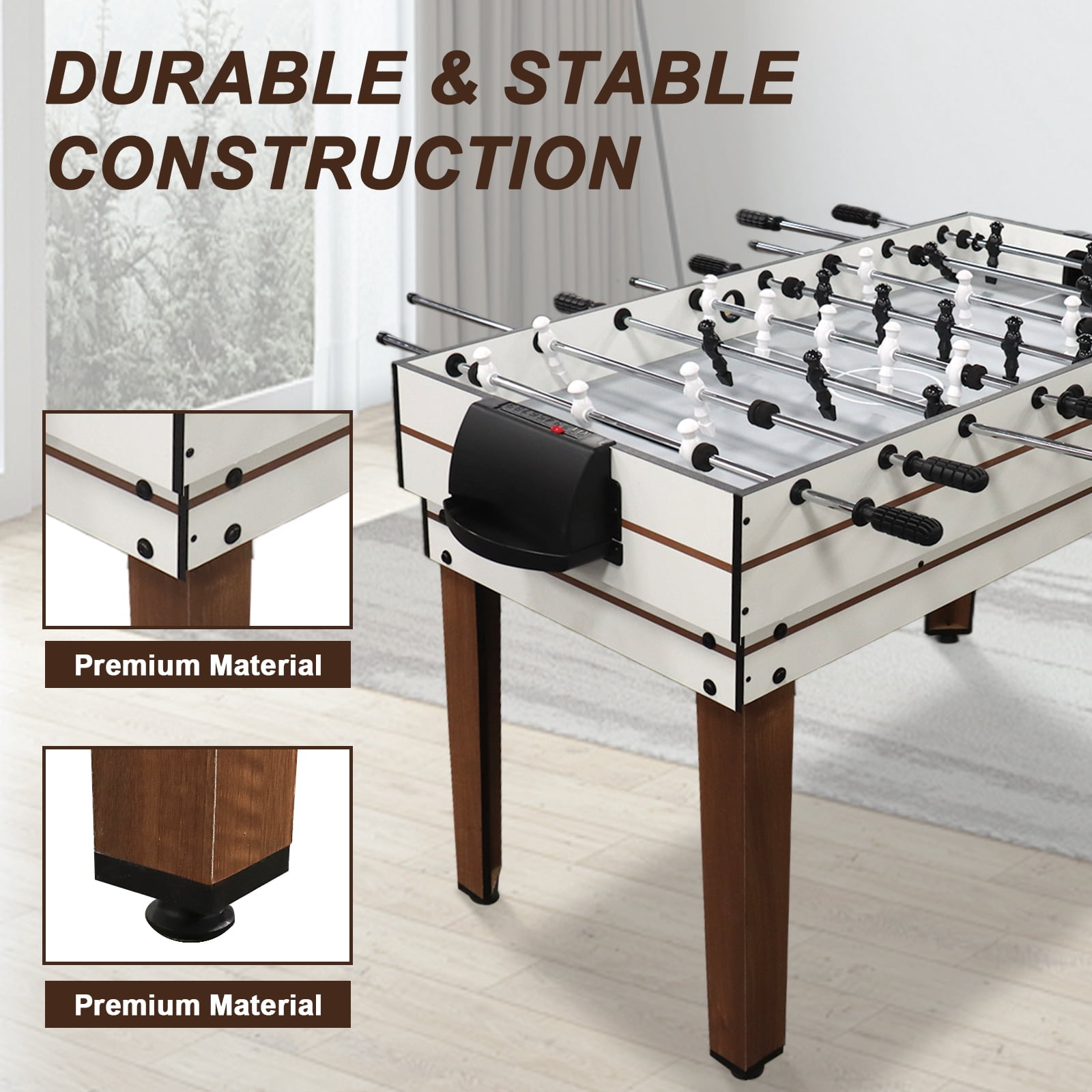 2x4ft 10-in-1 Combo Game Table Set for Home, Game Room, Friends & Family w/Hockey, Foosball, Pool, Shuffleboard, Ping Pong, Chess, Checkers, Bowling, and Backgammon