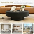 thumbnail image 4 of Euroco Elegant Easy Assembly Round Coffee Table with 6.8" Thick Tabletop, Modern Drum End Table, Minimalist Fluted Center Table with Sturdy Base for Living Room, Black, 31.5"W*13.7"H, 4 of 15