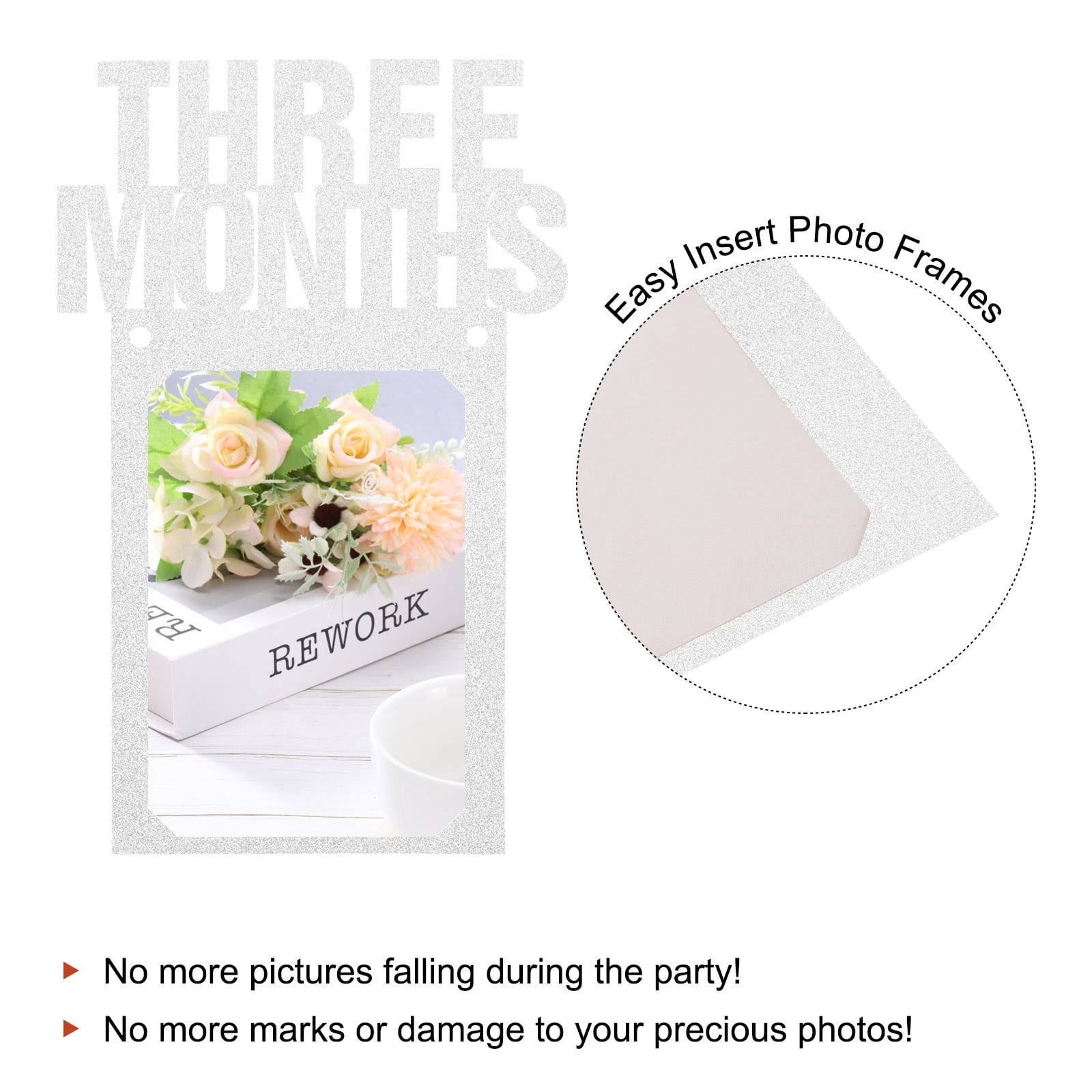 Unique Bargains 1st Birthday Photo Banner 1 To 12 Months Party Supplies Silver