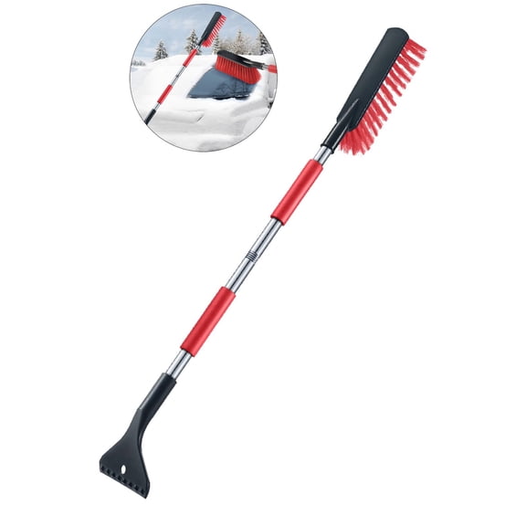 WNFJR Snow Brush and Ice Scraper for Car Windshield,Detachable Snow Scrapers with Ergonomic Foam Grip for Cars, Trucks, SUVs(Red)