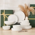 thumbnail image 2 of MALACASA Ceramic Dinnerware Set 16-Piece, Service for 4, Plates Bowls Set Dinner Plates Microwave Dishwasher Safe, White, Series MINA, 2 of 8