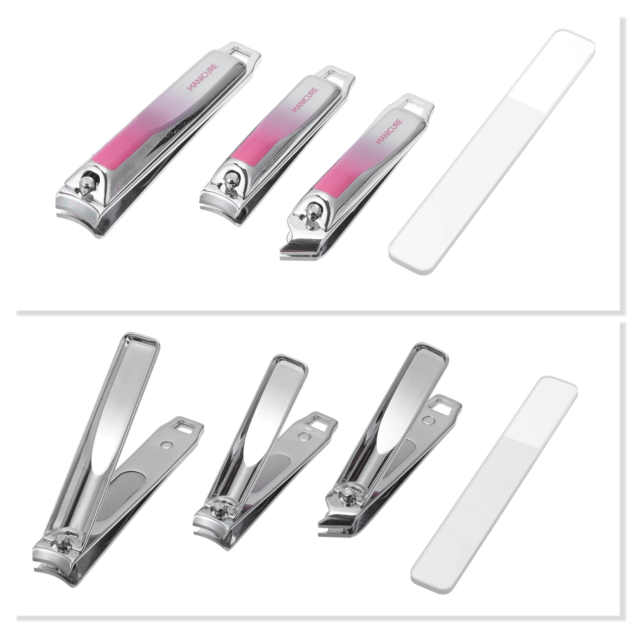 Unique Bargains 4pcs Beautiful Box Nail Clipper Set 3.15"x 0.55" Gradient Pink
