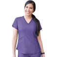 thumbnail image 1 of Adar Pro Heather Sarraus pour Femmes - Haut de Sarrau Moderne à Col en V - P7002H - Heather Grape - TP, 1 of 7