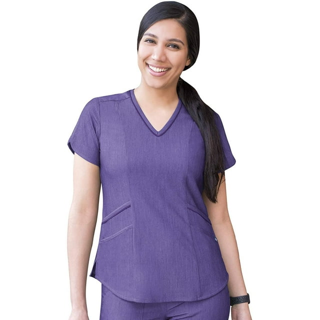 Adar Pro Heather Sarraus pour Femmes - Haut de Sarrau Moderne à Col en V - P7002H - Heather Grape - 3X